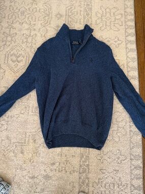 Polo by Ralph Lauren Men's Zip-Neck Sweater in Navy Blue